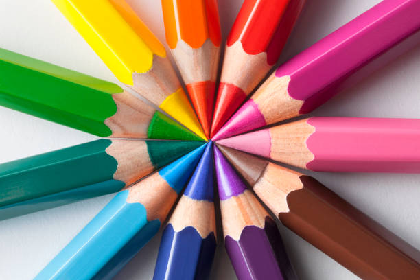 Color pencils in circle composition Color pencils in circle composition. colored pencil stock pictures, royalty-free photos & images
