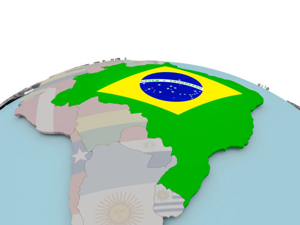 istock Political map of Brazil on globe with flag 855714730