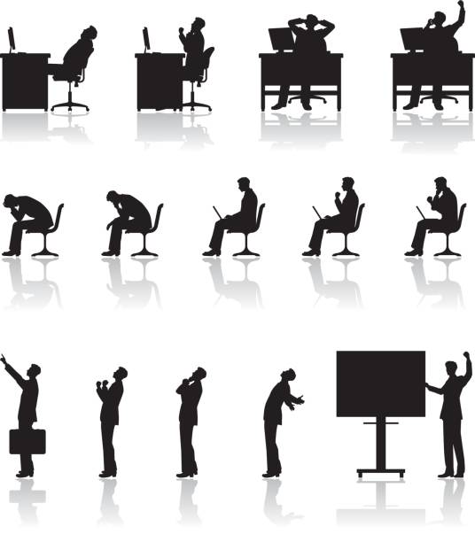 Businessman / Work Business illustration computer silhouettes stock illustrations