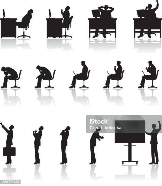 Businessman Work Stock Illustration - Download Image Now - In Silhouette, People, Sitting