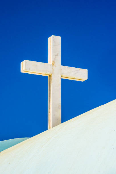 istock Orthodox cross on a background of blue sky 855725080