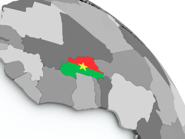 istock Map of Burkina Faso with flag on globe 855732880