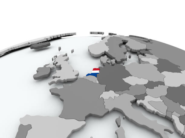 istock Flag of Netherlands on globe 855735756