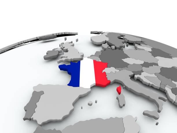 istock Flag of France on globe 855735762