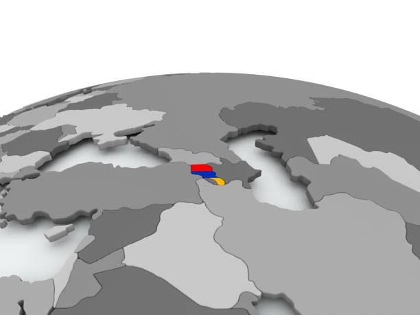 istock Flag of Armenia on globe 855735904