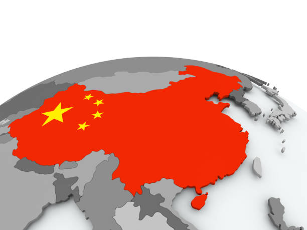 istock Flag of China on globe 855735916