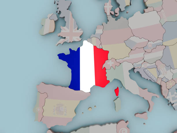 istock France on political globe with flag 855736656