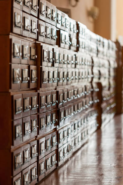 Archive lockers in the library stock photo