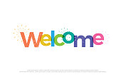 istock welcome colorful icon. welcome typography design with fireworks Use as photo overlay, place to card, poster, prints, t shirt. Vector Illustration 855737160