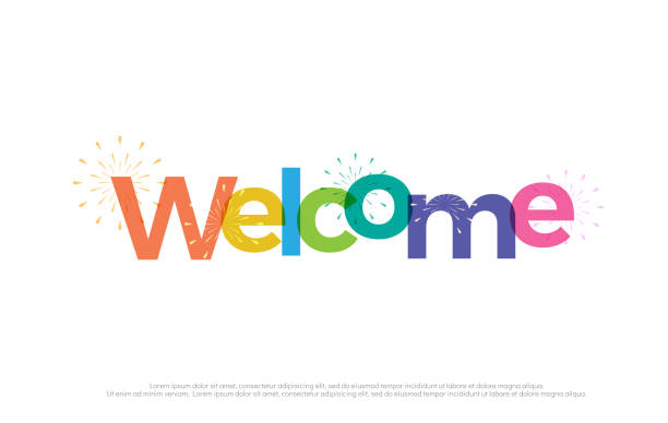 welcome colorful icon. welcome typography design with fireworks Use as photo overlay, place to card, poster, prints, t shirt. Vector Illustration welcome colorful icon. welcome typography design with fireworks Use as photo overlay, place to card, poster, prints, t shirt. Vector Illustration welcome stock illustrations