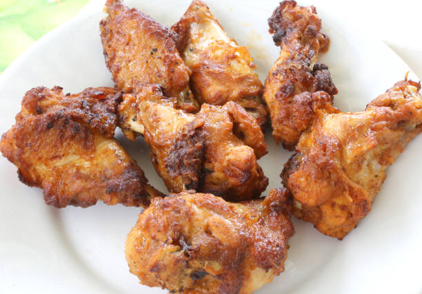 istock Dish with fried chicken wings for a lunch 855738304