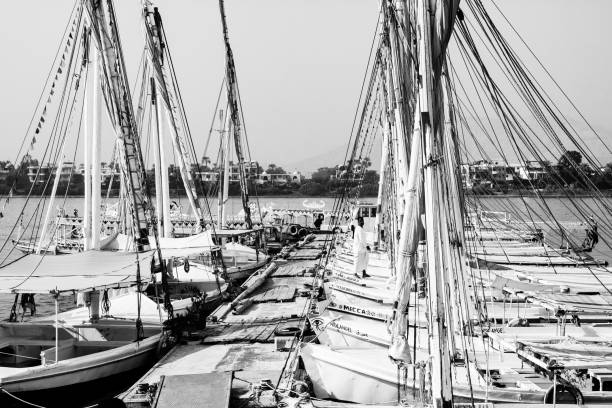 Beautiful port with boats in Luxor, Egypt