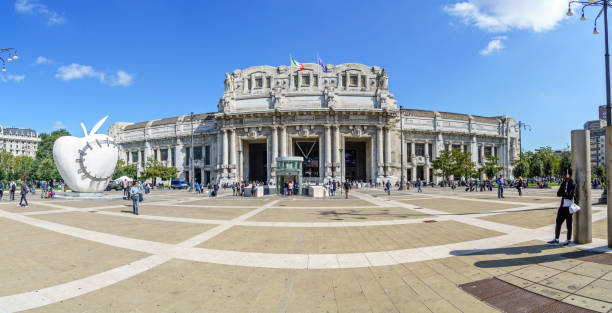 General view of Milano Centrale railway station, Milan, Lombardy, Italy, Europe.Milano Centrale is the main railway station of the city of Milan and the second busiest railway station in Italy for passenger flow after Roma Termini and the largest railway station in Europe by volume. It was officially inaugurated in 1931 to replace the old central station (built 1864).Milan, Italy, Europe travel concept.