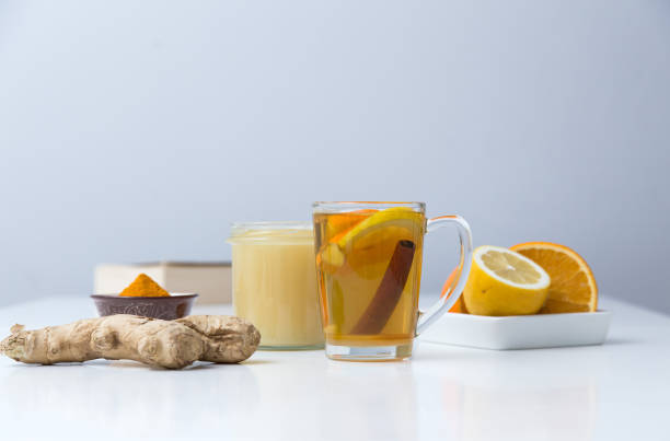 istock Hot tea with honey, lemon, ginger, turmenic and cinnamon. 855755382