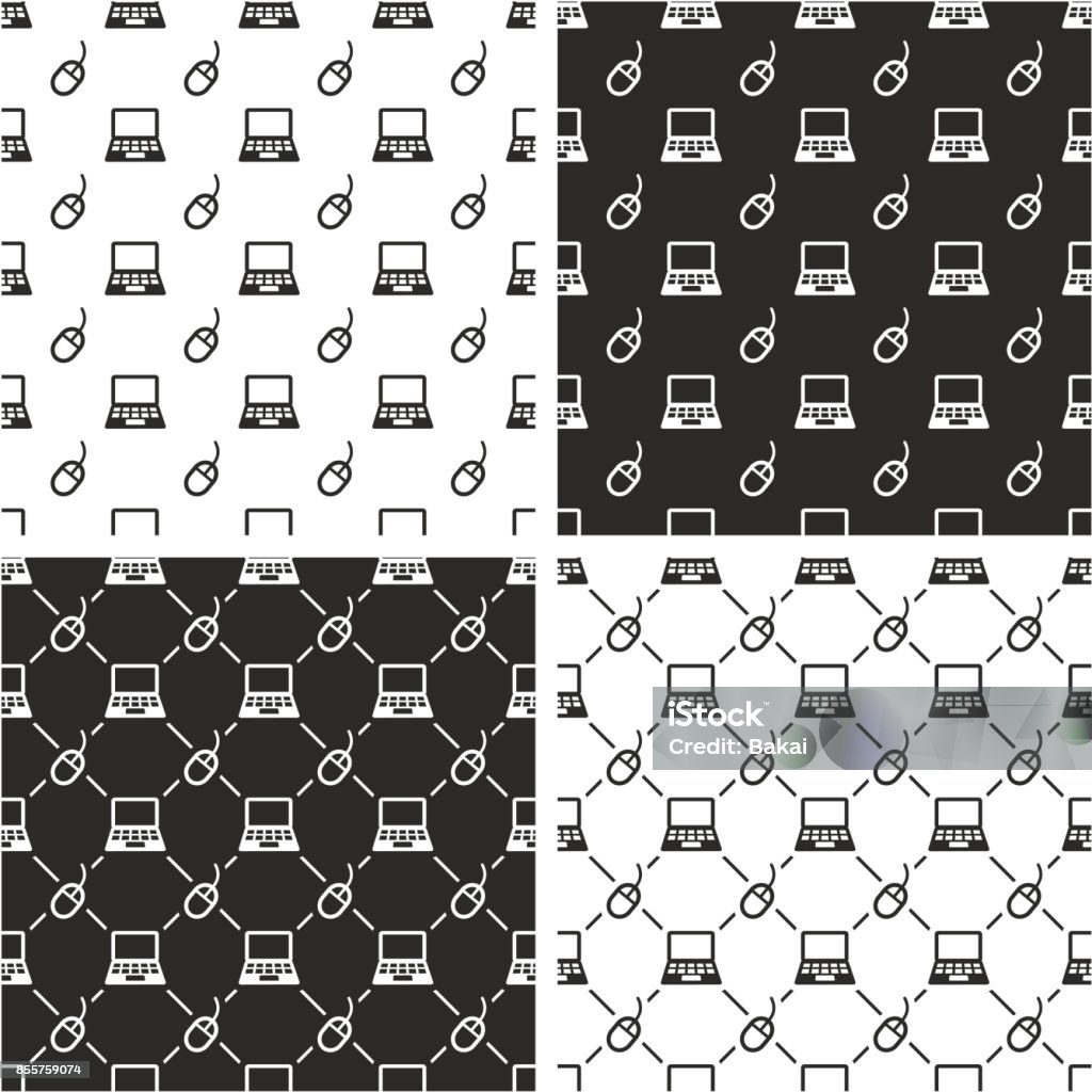Computer's Mouse Pattern Background Laptop Computer Mouse Seamless Pattern Set Stock Illustration ...