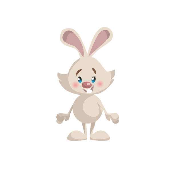 ilustraciones, imágenes clip art, dibujos animados e iconos de stock de icono de mascota de dibujos animados estilo de moda lindo conejito. ilustración de vector gradiente simple aislado sobre fondo blanco. - rabbit baby rabbit hare standing