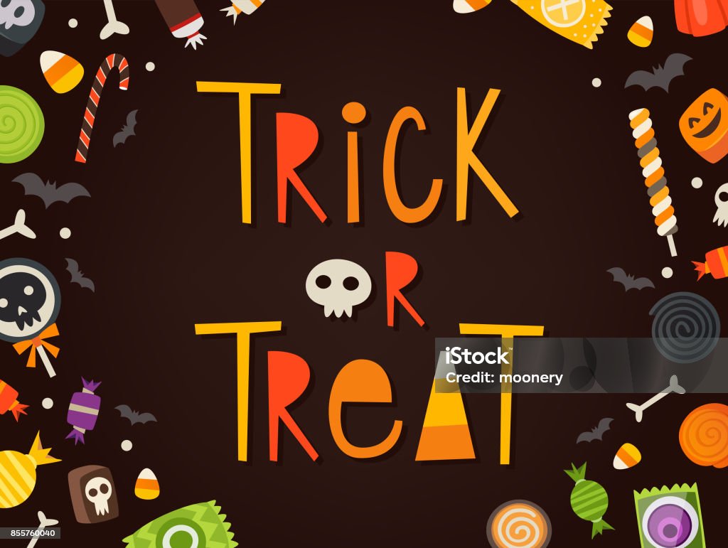 Trick or treat carte - clipart vectoriel de Halloween libre de droits