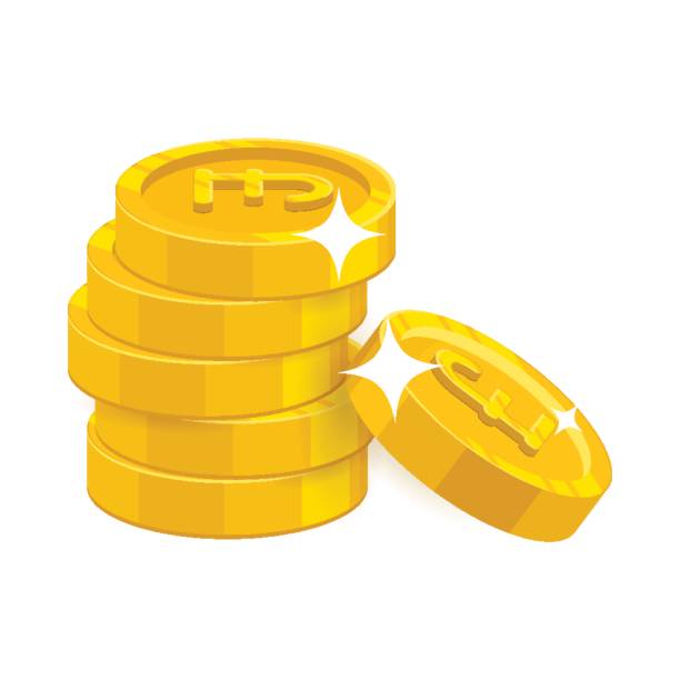 Heap gold coins Heap gold coins. Thesaurus, savings opportunity, income and payments. Business finance and economy concept. Cartoon vector illustration isolated on white background one pound coin stock illustrations