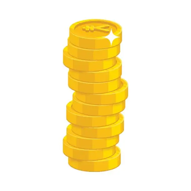 Vector illustration of Heap gold coins