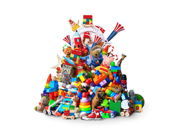huge pile of toys - brinquedo imagens e fotografias de stock