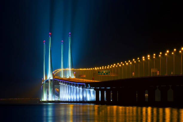 istock Long exposure Night view from Batu Maung focusing on Penang second bridge middle part 855766924
