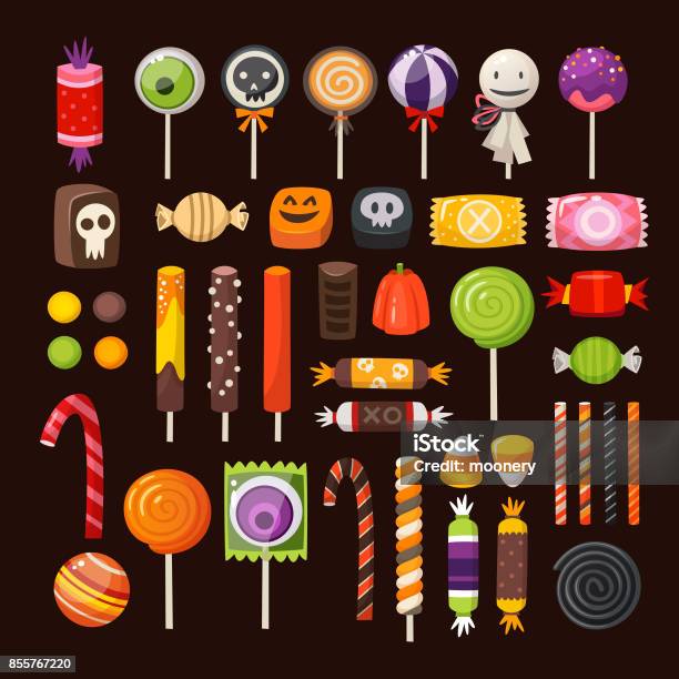 Ilustración de Conjunto De Dulces De Halloween y más Vectores Libres de Derechos de Golosina - Golosina, Halloween, Vector