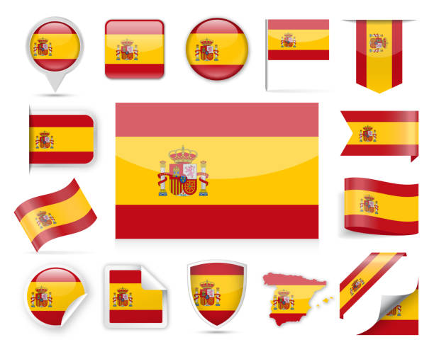 ilustraciones, imágenes clip art, dibujos animados e iconos de stock de 18 - china - conjunto plaza - bandera española