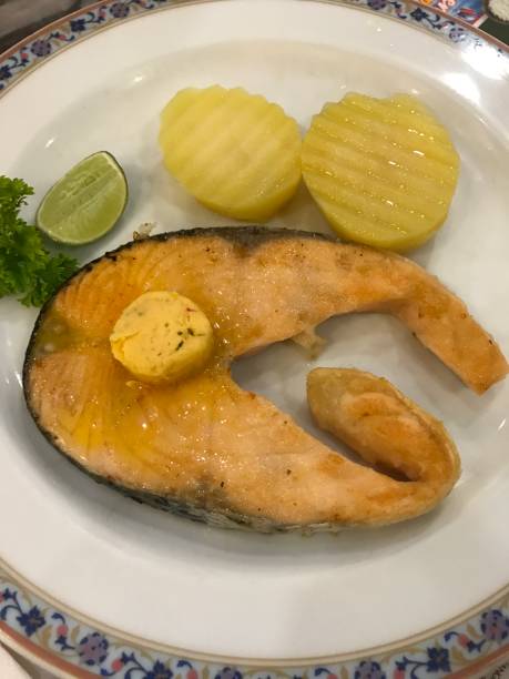 Salmon steak.