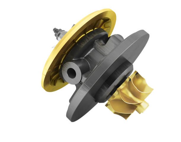 istock Cartridge for turbine car with gold inserts 3d render on white background 855775312
