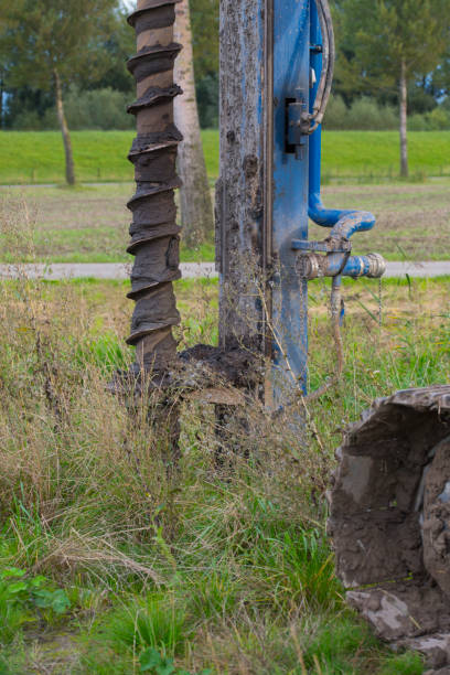 istock close up from ground drilling equipment, dewatering 855778554