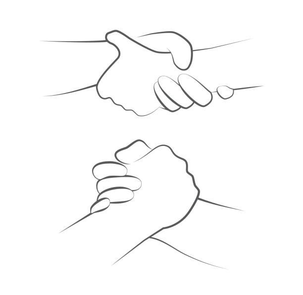 ilustrações de stock, clip art, desenhos animados e ícones de helping hands on white - reaching human hand handshake support