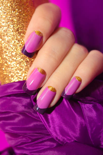istock Purple French manicure. 855796258