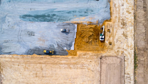 istock Aerial photo of construction machinery 855797480
