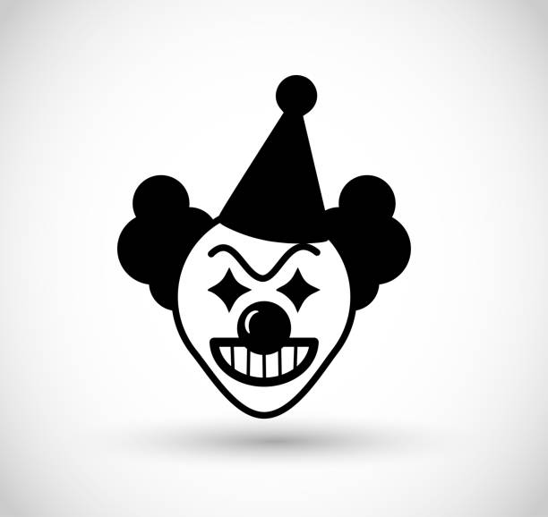 illustrations, cliparts, dessins animés et icônes de icône de clown effrayant vector - clown evil horror spooky