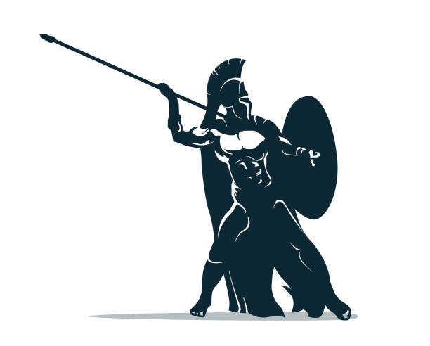 spartan-krieger - javelin stock-grafiken, -clipart, -cartoons und -symbole