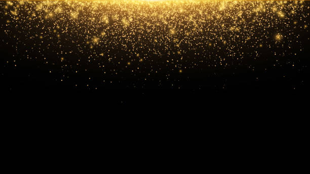 istock Abstract falling golden lights. Magic gold dust and glare. Festive Christmas background. Golden rain. Vector illustration 855807552