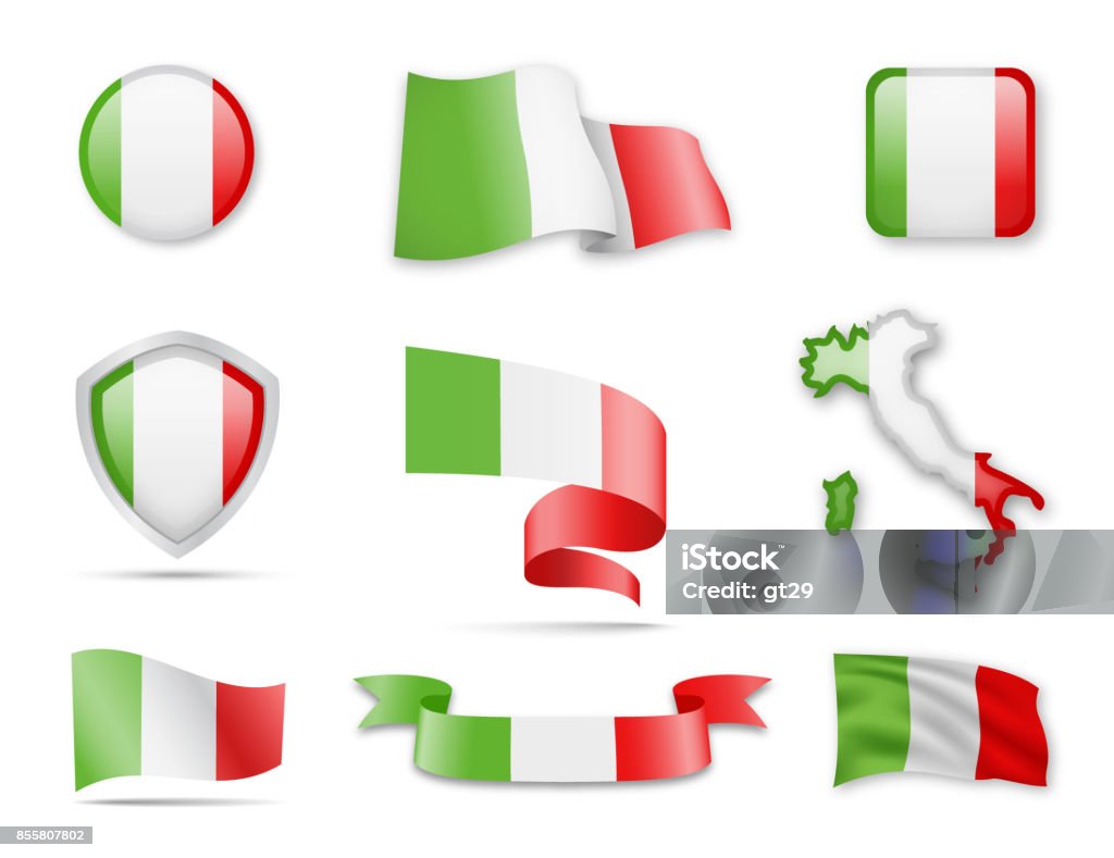 Italy Flags Collection Italian Flag stock vector