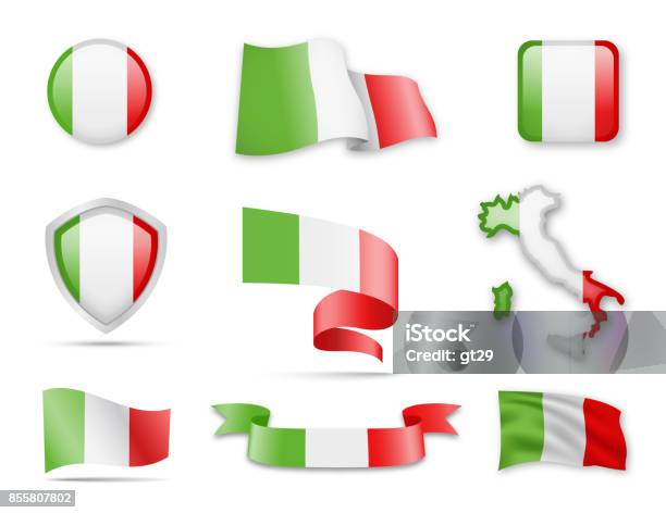 Italy Flags Collection Stock Illustration - Download Image Now - Italian Flag, Banner - Sign, Web Banner