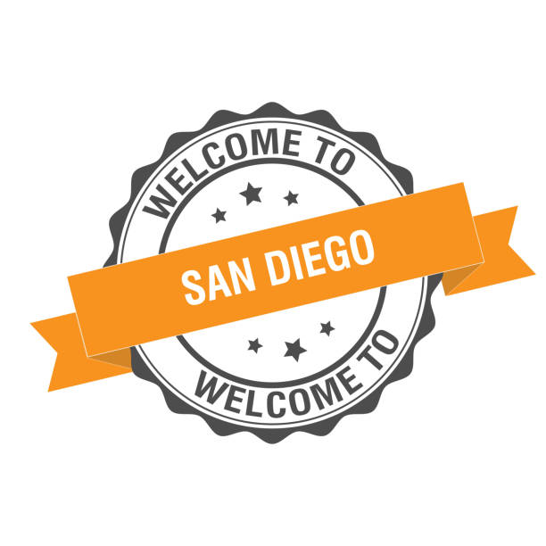 witamy na ilustracji znaczka san diego - label travel san diego california california stock illustrations