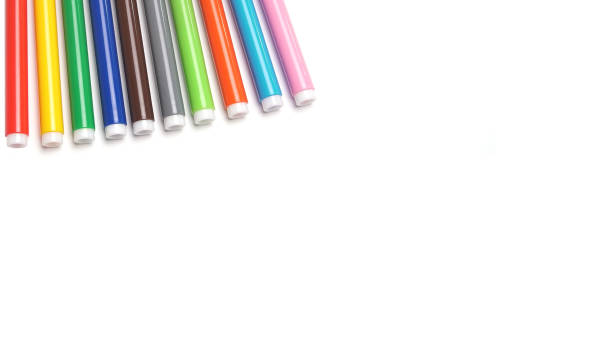 istock Varicoloured markers on the white isolated background 855820350