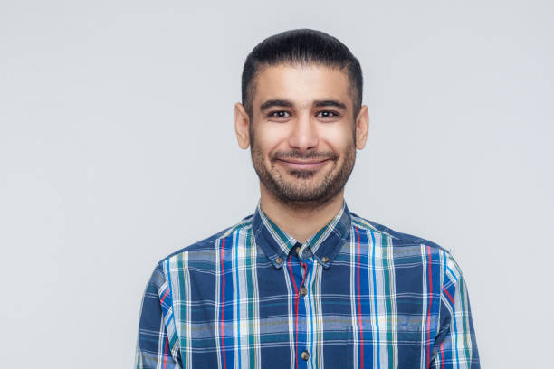 istock Happiness bearded businessman smiling into camera. Businessman with beard grinning having positive look. 855820424