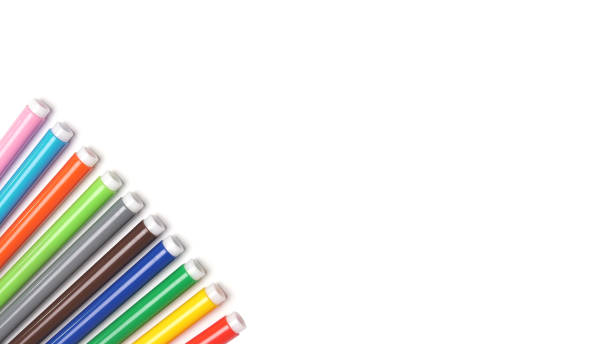 istock Varicoloured markers on the white isolated background 855820514