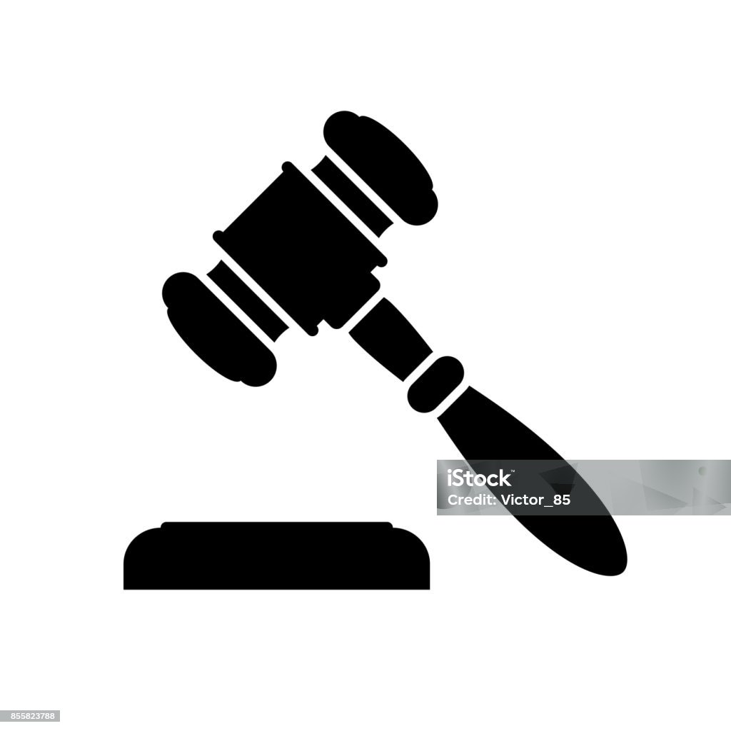 Auction or judge gavel icon. Black, minimalist icon isolated on white background. Auction or judge gavel icon. Black, minimalist icon isolated on white background. Auction or judge gavel simple silhouette. Web site page and mobile app design vector element. Icon Symbol stock vector