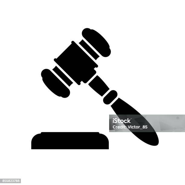 Auction Or Judge Gavel Icon Black Minimalist Icon Isolated On White Background Stock Illustration - Download Image Now