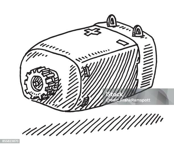 Electric Motor Drawing Stock Illustration - Download Image Now - Black And White, Black Color, Clip Art