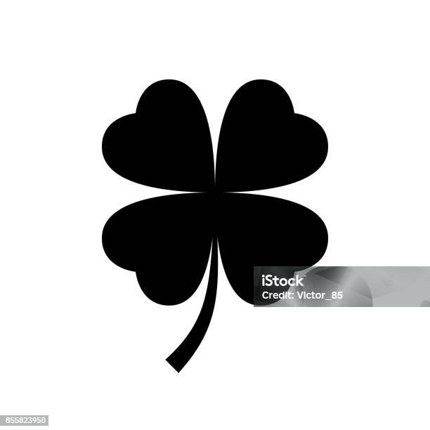 Four Leaf Clover Icon Black Minimalist Icon Isolated On White Background Stock Illustration - Download Image Now