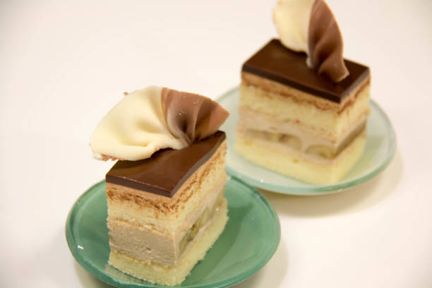 istock vanilla cream cake decorate with chocolat 855826188