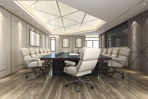 istock 3d rendering business meeting room on high rise office building 855826382