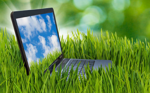 istock Image of laptop in the grass. 855828518