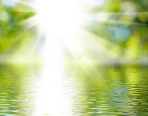 water on green blurred background closeup